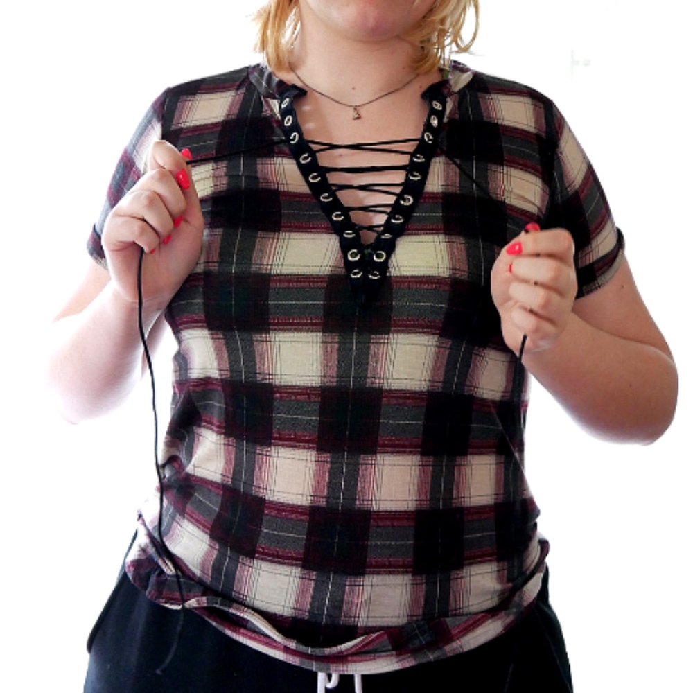 Corset and Grommet Flannel Pattern Top
